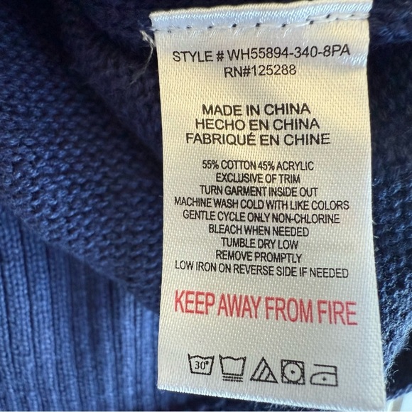 Life Is Good Womens Navy Blue Dog Flag Sweater Short Sleeve Large NEW 1034 - Picture 4 of 4